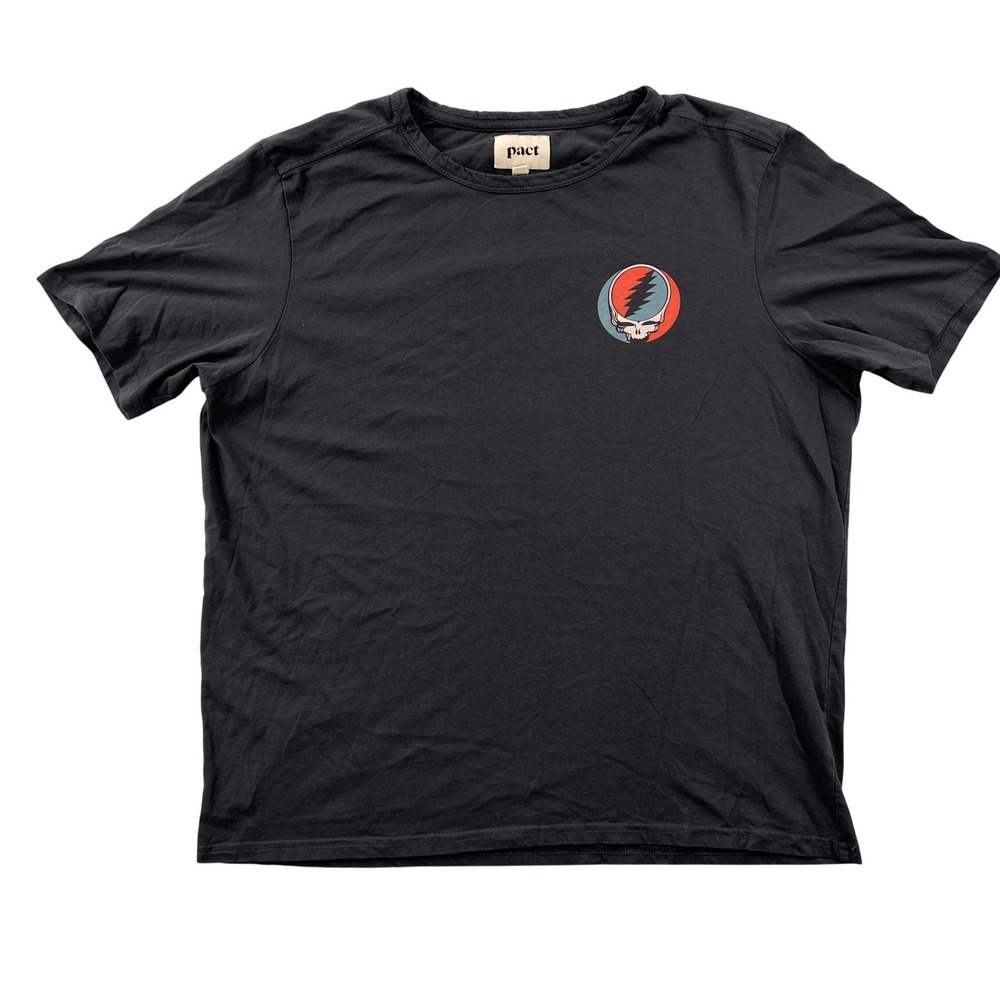 Pact x Grateful Dead Mens XL Black Organic Cotton‎ Steal Your Face T-Shirt Eco